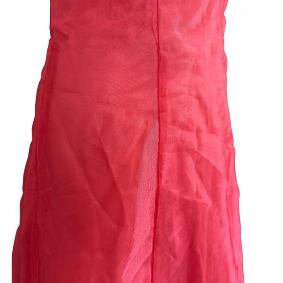 Blondie Nites 90s Y2K Organza Halter V-Neck Formal Prom Corset Back Dress 3 XS S - Picture 3 of 15